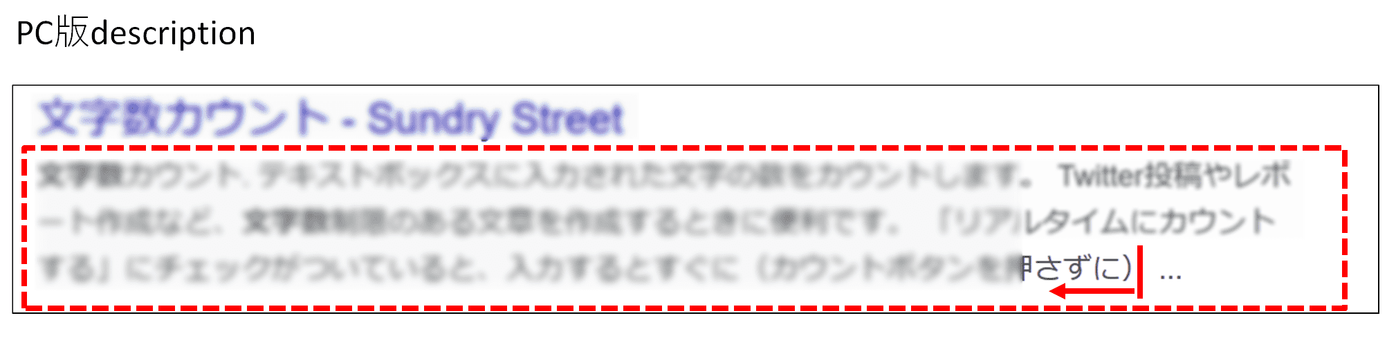 descriptionの検索結果画面での表示のされ方