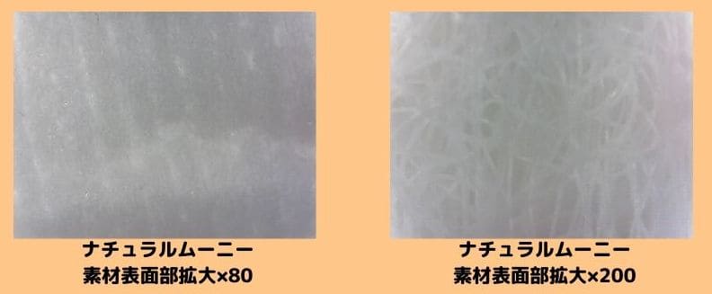 ナチュラルムーニーの素材表面部拡大80、200倍
