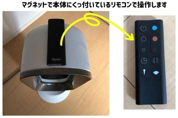 本体の上にマグネットで付いているリモコンを外して、それで操作をしている