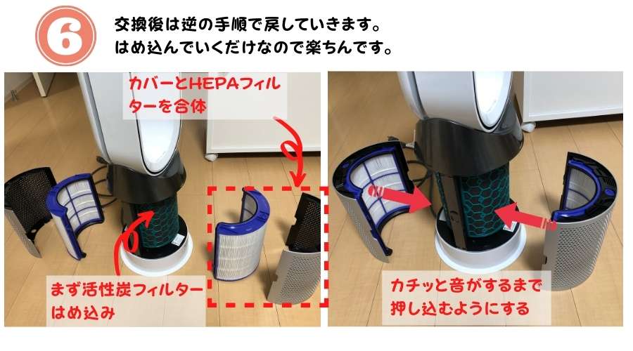 ダイソン扇風機フィルター交換方法の説明その4
