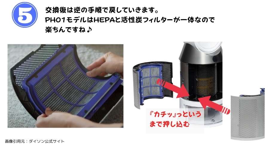 ダイソンHP01型のフィルター交換手順その3
