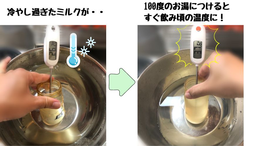 冷やし過ぎたミルクを温める方法