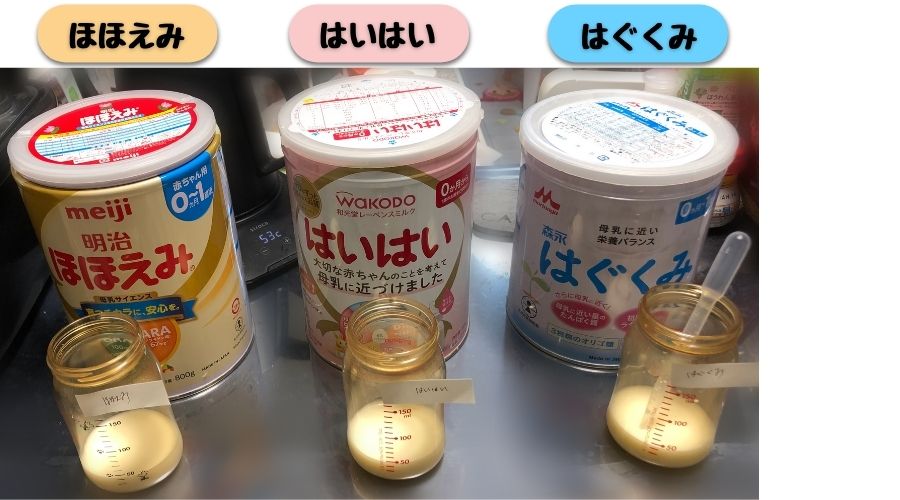 3種類の有名メーカーの粉ミルク