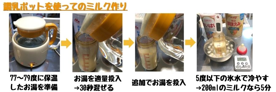 調乳ポットでのミルクの作り方