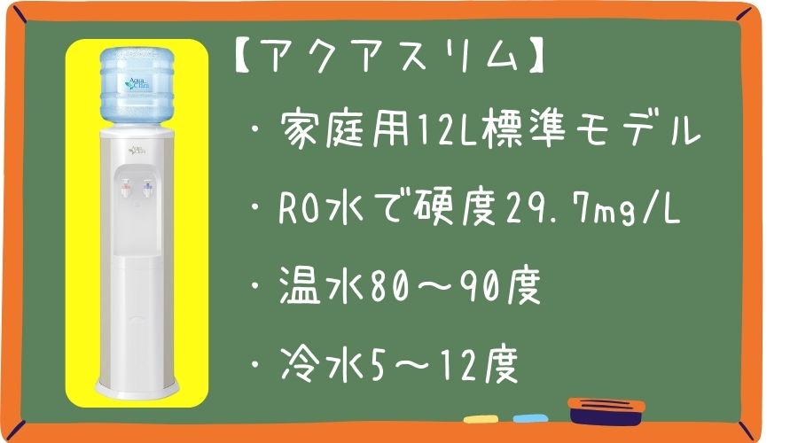 アクアクララの製品『アクアスリム』の仕様