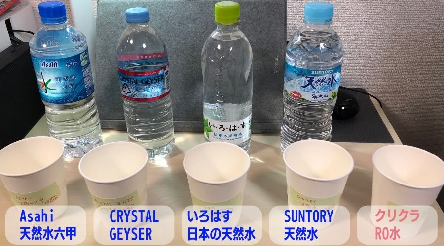 クリクラのRO水と天然水を比較している